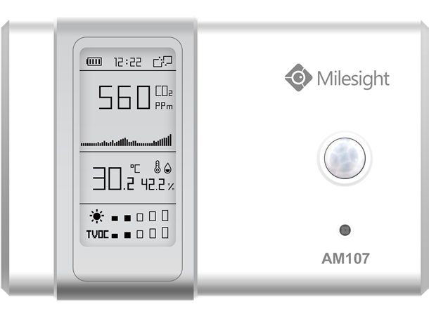 Milesight AM107 - Miljøsensor m/display LoRaWAN-sensor for Smarte Bygg