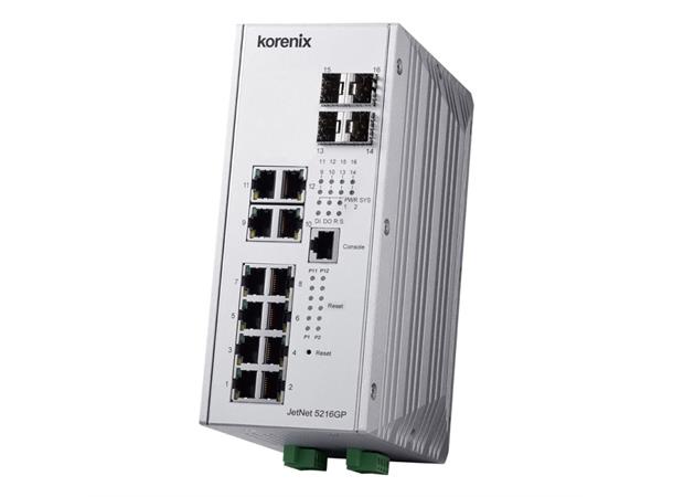 Korenix JetNet 5216GP-4F-U 8xGb, PoE++, 480W PoE budget, Managed